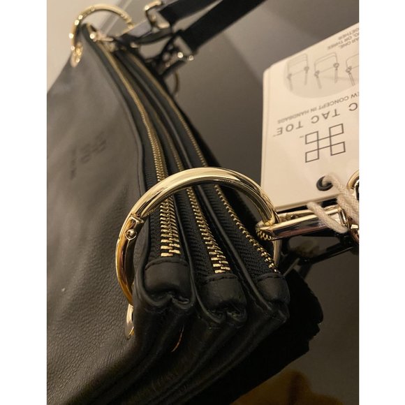 Black Leather Tic Tac Toe  3-in1 Crossbody Bags - "The Maxime" NWT - Picture 1 of 10